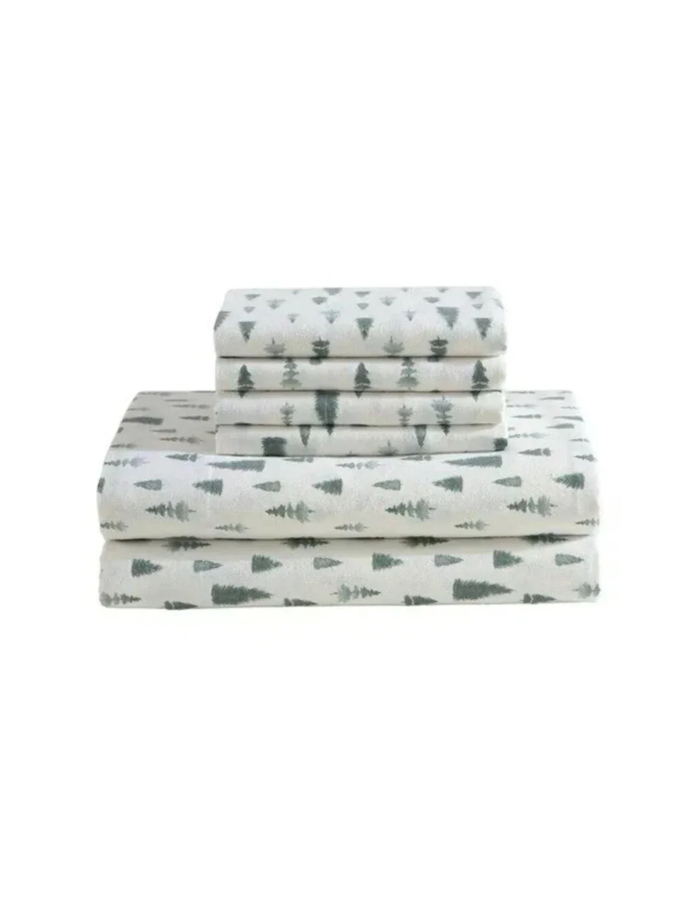 Lenox Flannel Sheet Set, Queen (Pine Trees Green) Holiday 6 Piece